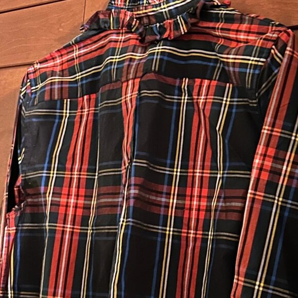 J.Crew Jeweled Button Popover Tunic Top Black Stewart Tartan Plaid Sz 0 $128 - Picture 4 of 9